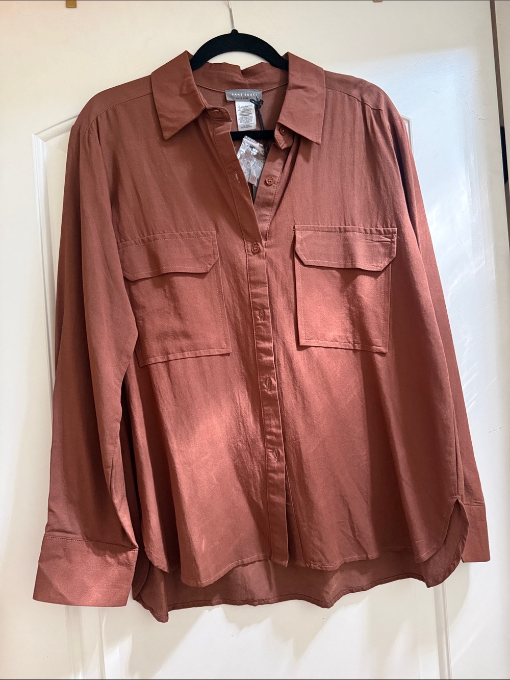 Rust brown Button-Front Utility Shirt